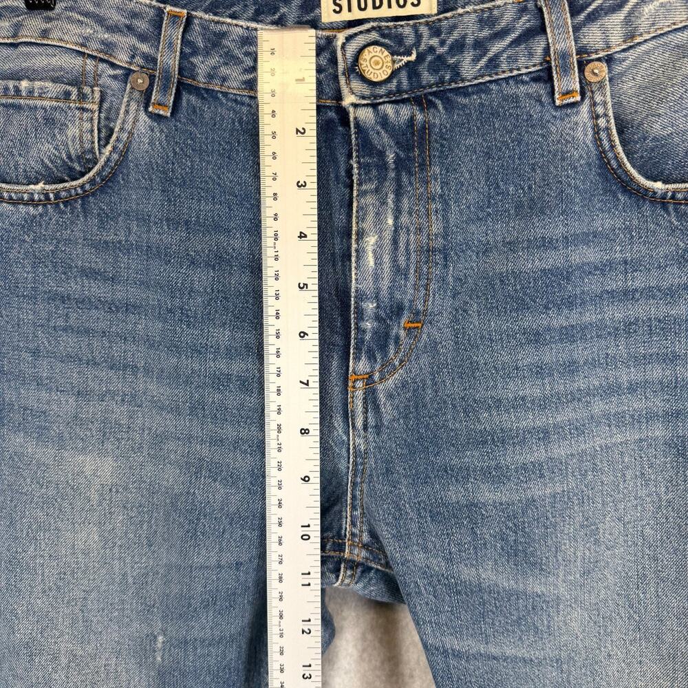 ACNE STUDIOS Pop Betty Jeans Women's EU 40 US 30 Blue 100% Cotton Distressed - Picture 4 of 13